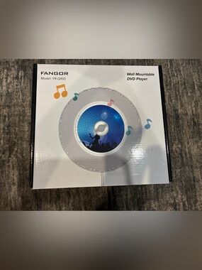 FANG Wall-Mount DVD Player in White with Blue Disc Graphic